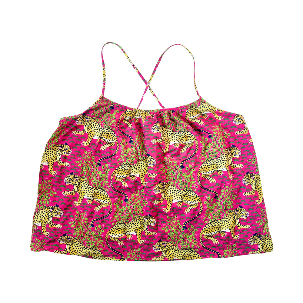 Print Fresh Bagheera Cami Pajama Top 2X Pink Leopard Foliage Novelty Artsy Boho